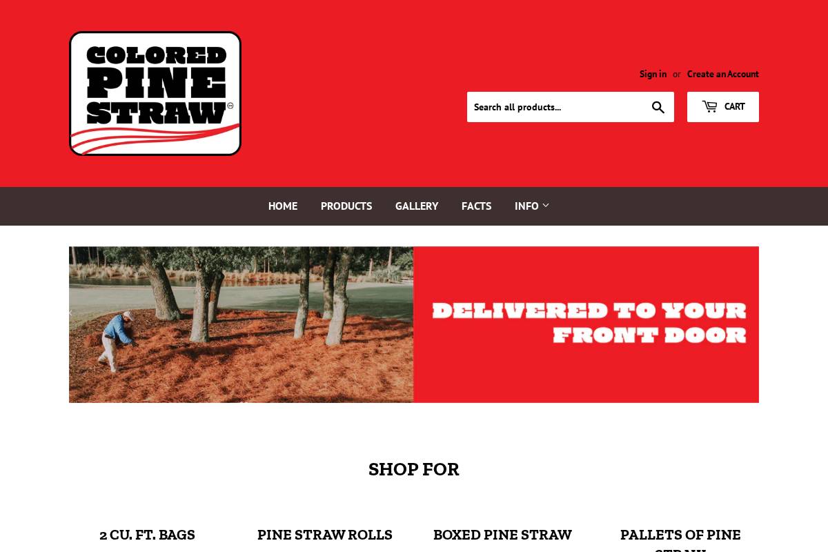 coloredpinestraw.com homepage screenshot