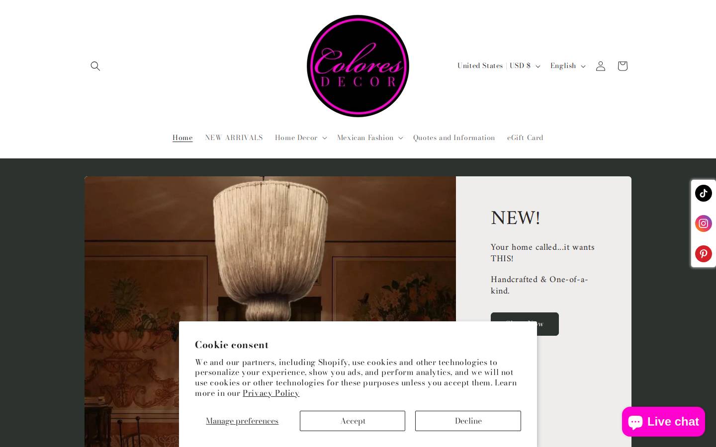 coloresdecor.com homepage screenshot