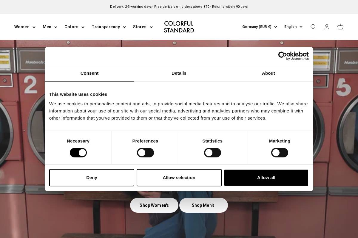 Colorful Standard homepage screenshot