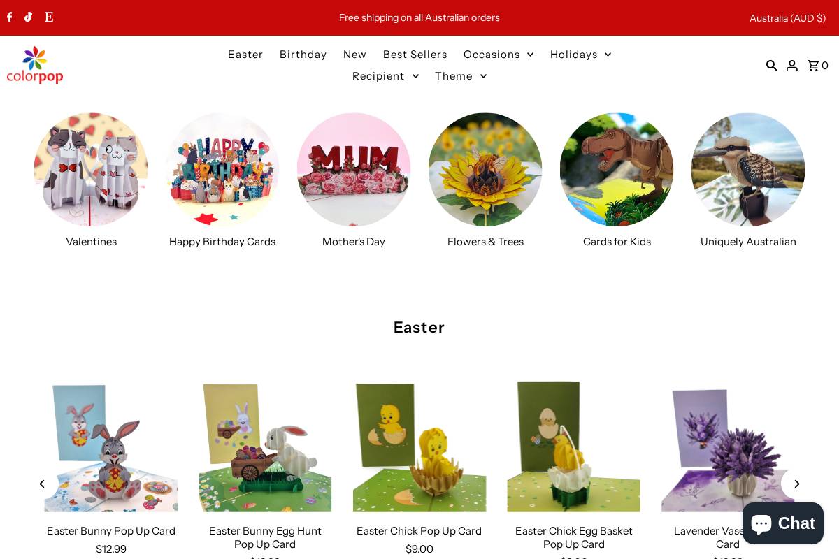 colorpopcards.com.au homepage screenshot