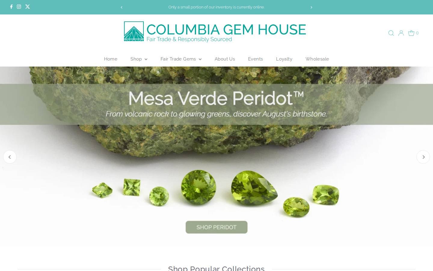 columbiagemhouse.com homepage screenshot