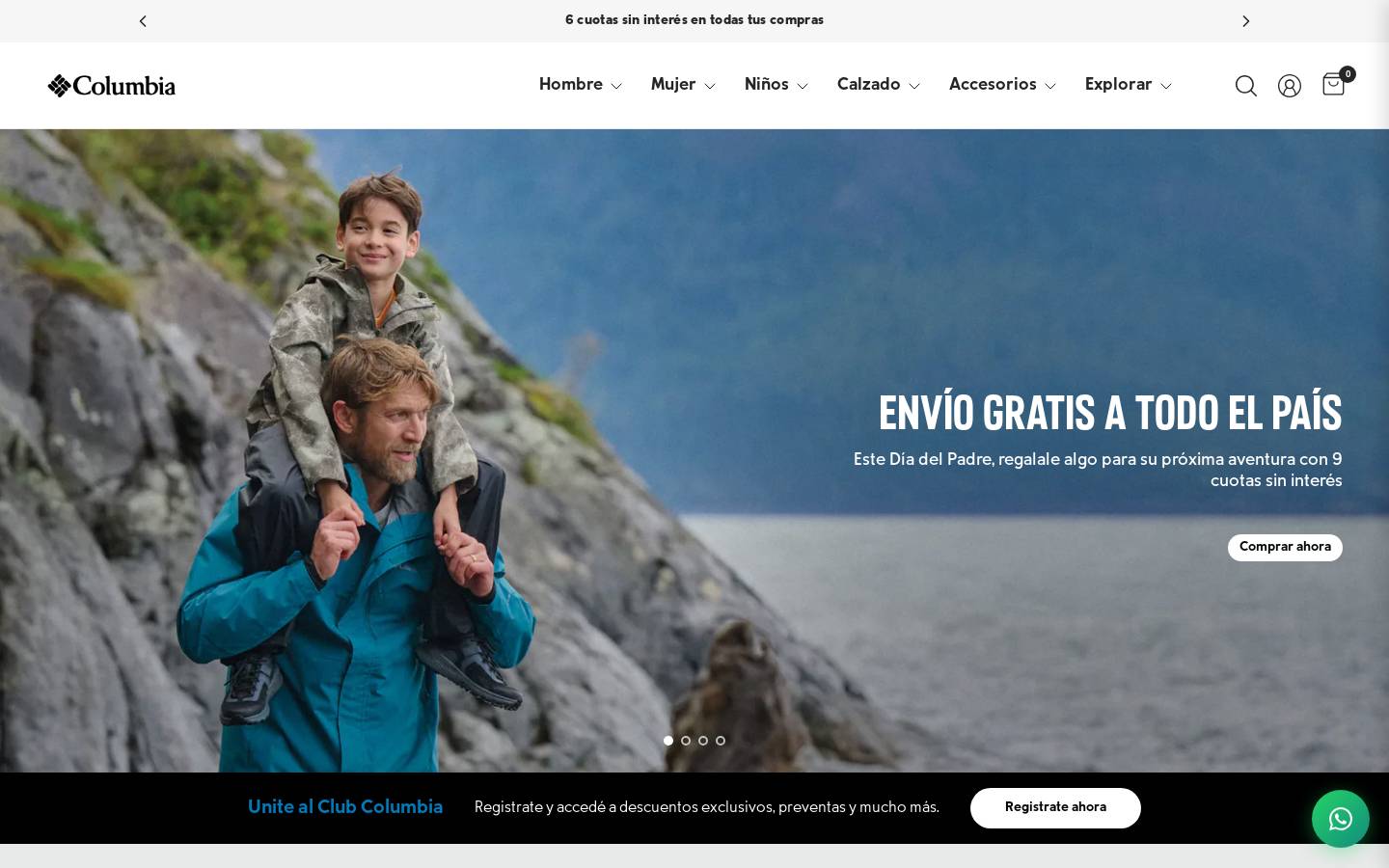 columbiasportswear.com.ar homepage screenshot
