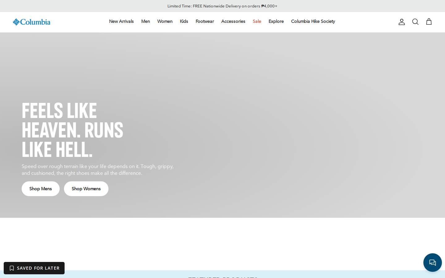 columbiasportswear.ph homepage screenshot