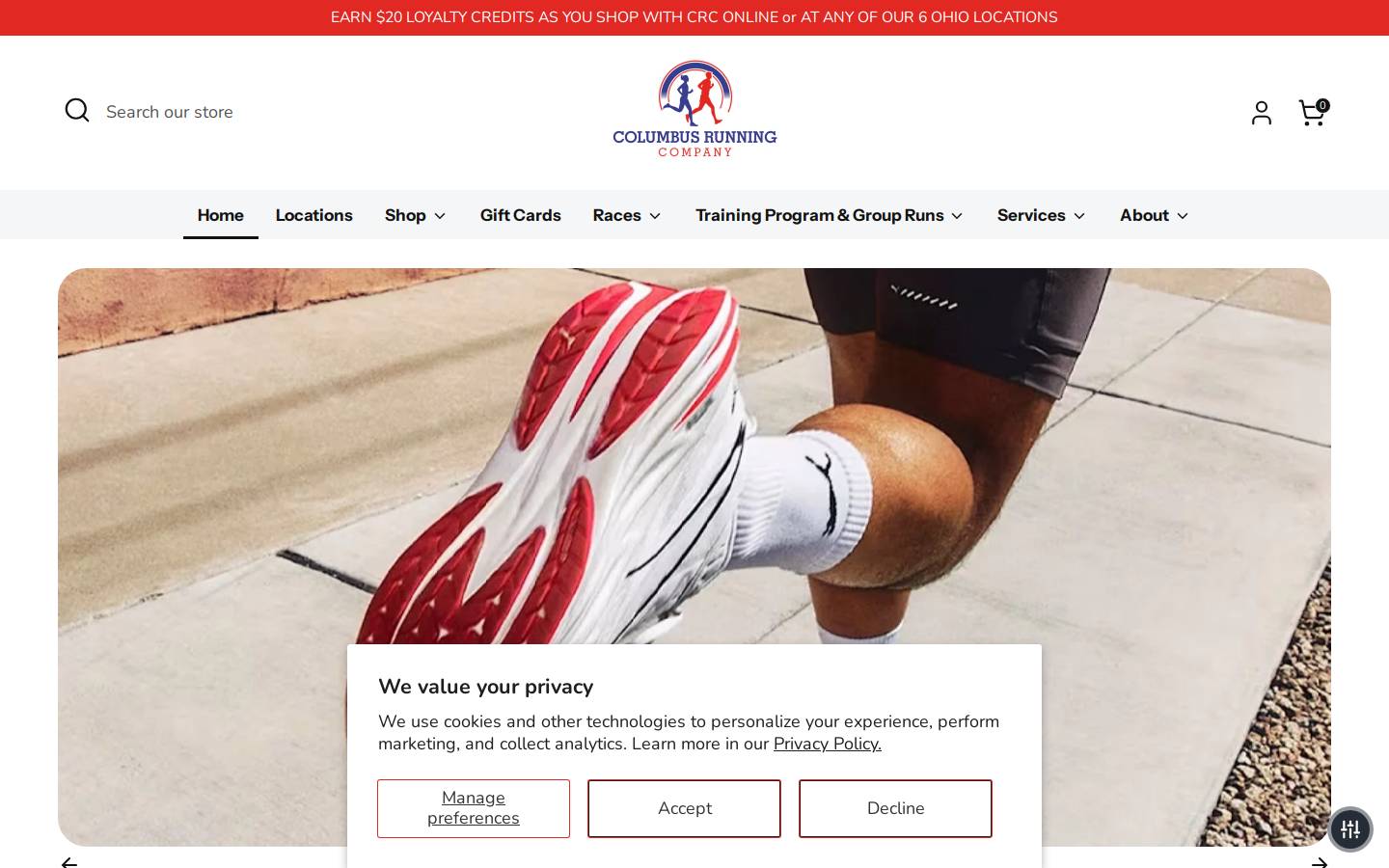 columbusrunning.com homepage screenshot
