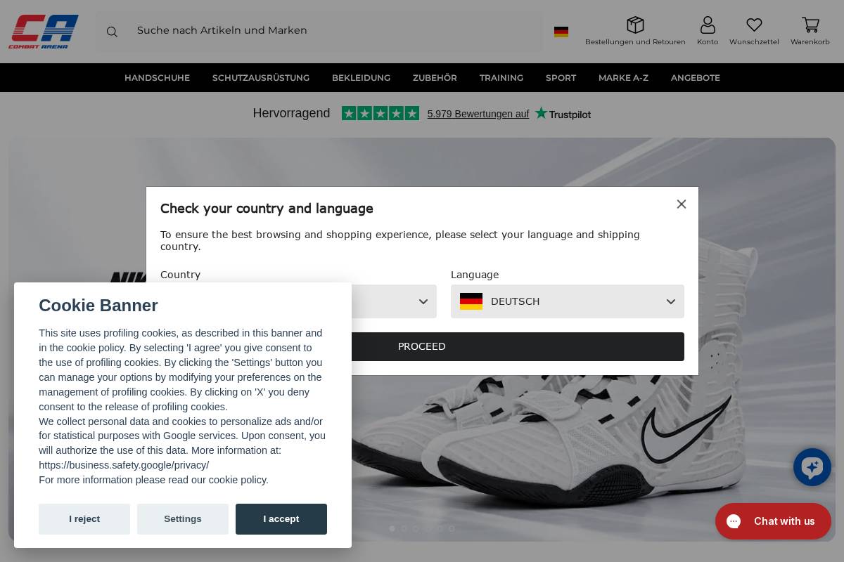 combatarena.de homepage screenshot