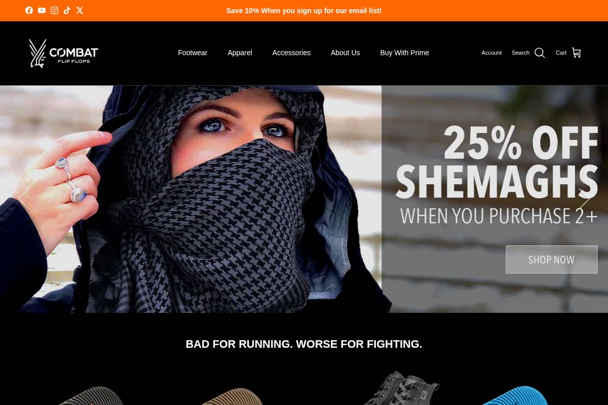 Combat Flip Flops homepage screenshot