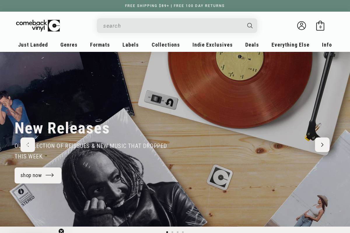 comebackvinyl.com homepage screenshot