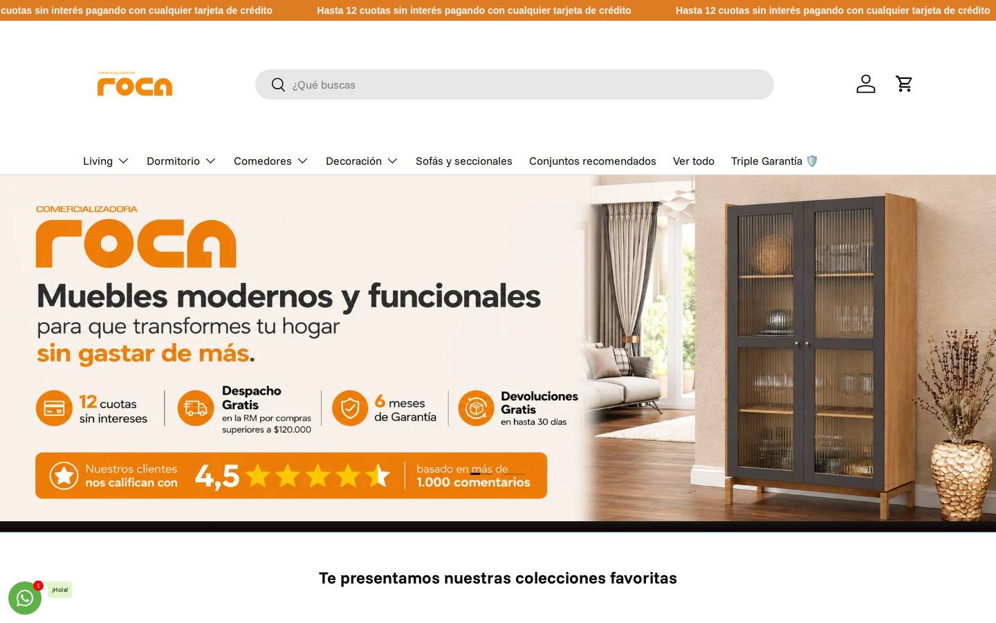 comercializadoraroca.cl homepage screenshot