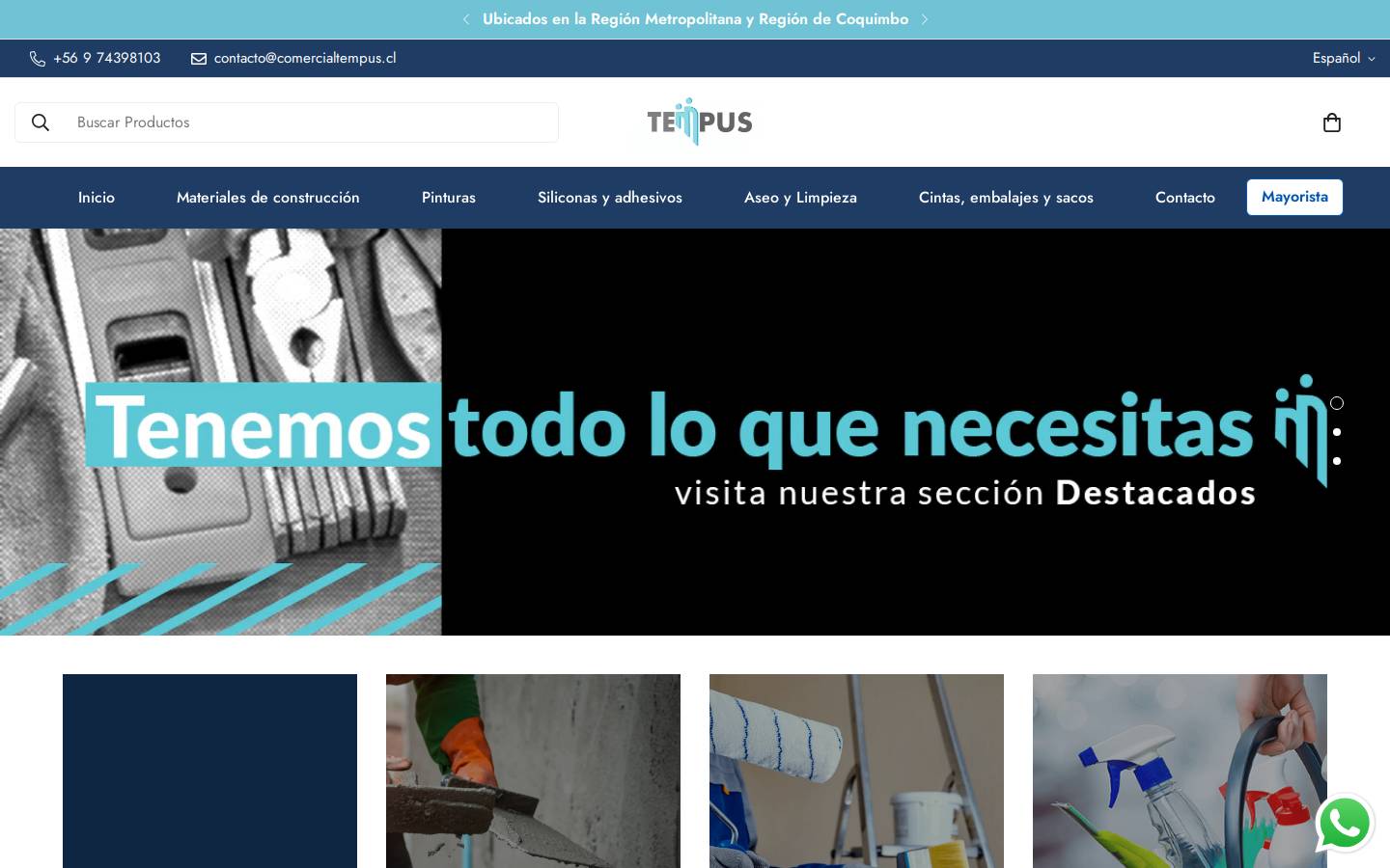 comercialtempus.cl homepage screenshot