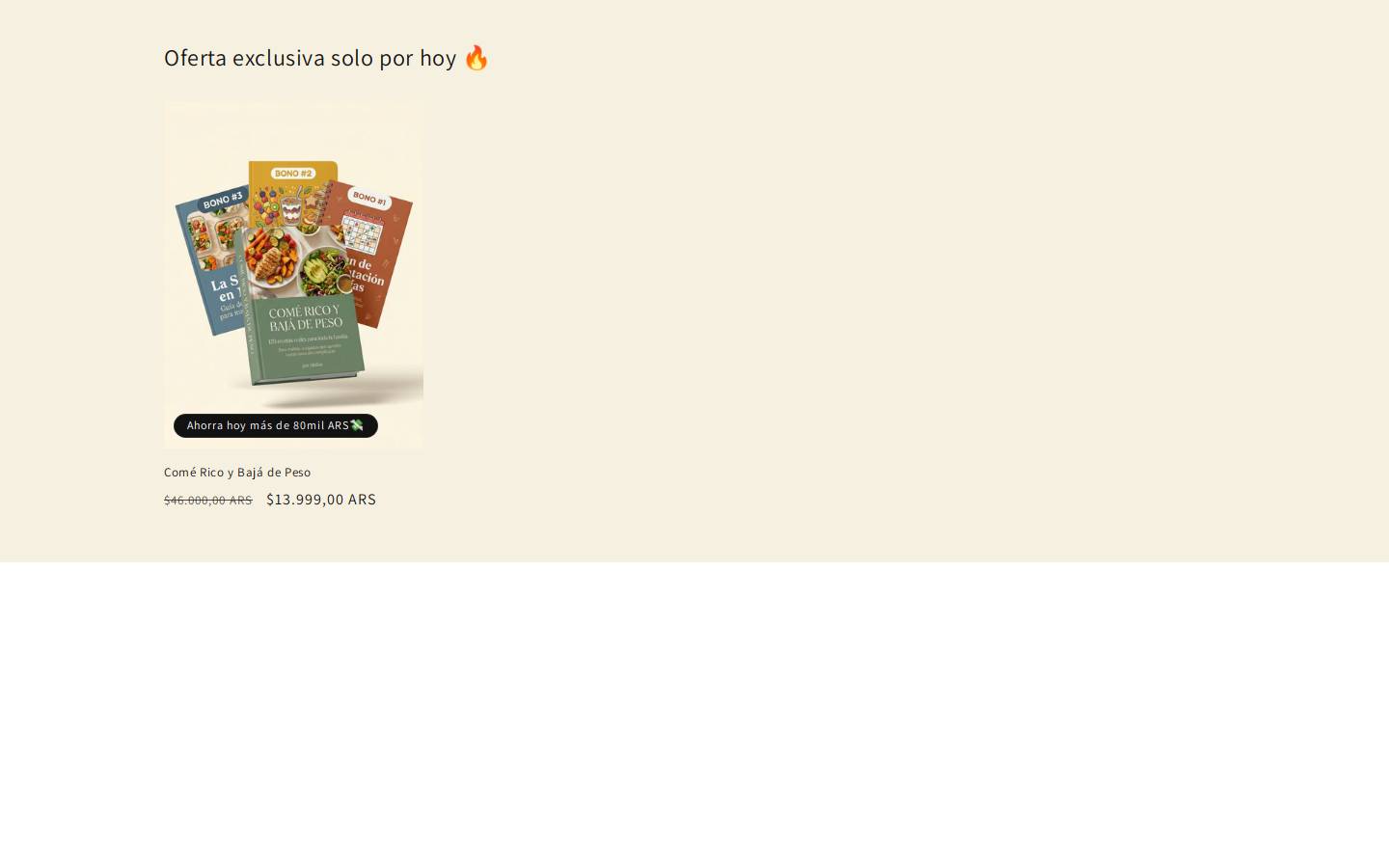 comericoybajadepeso.store homepage screenshot