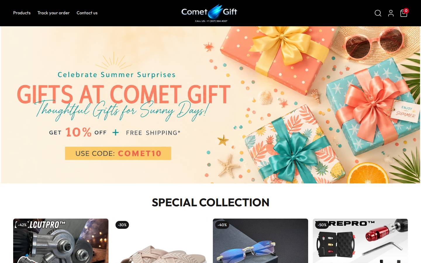 Cometgift homepage screenshot