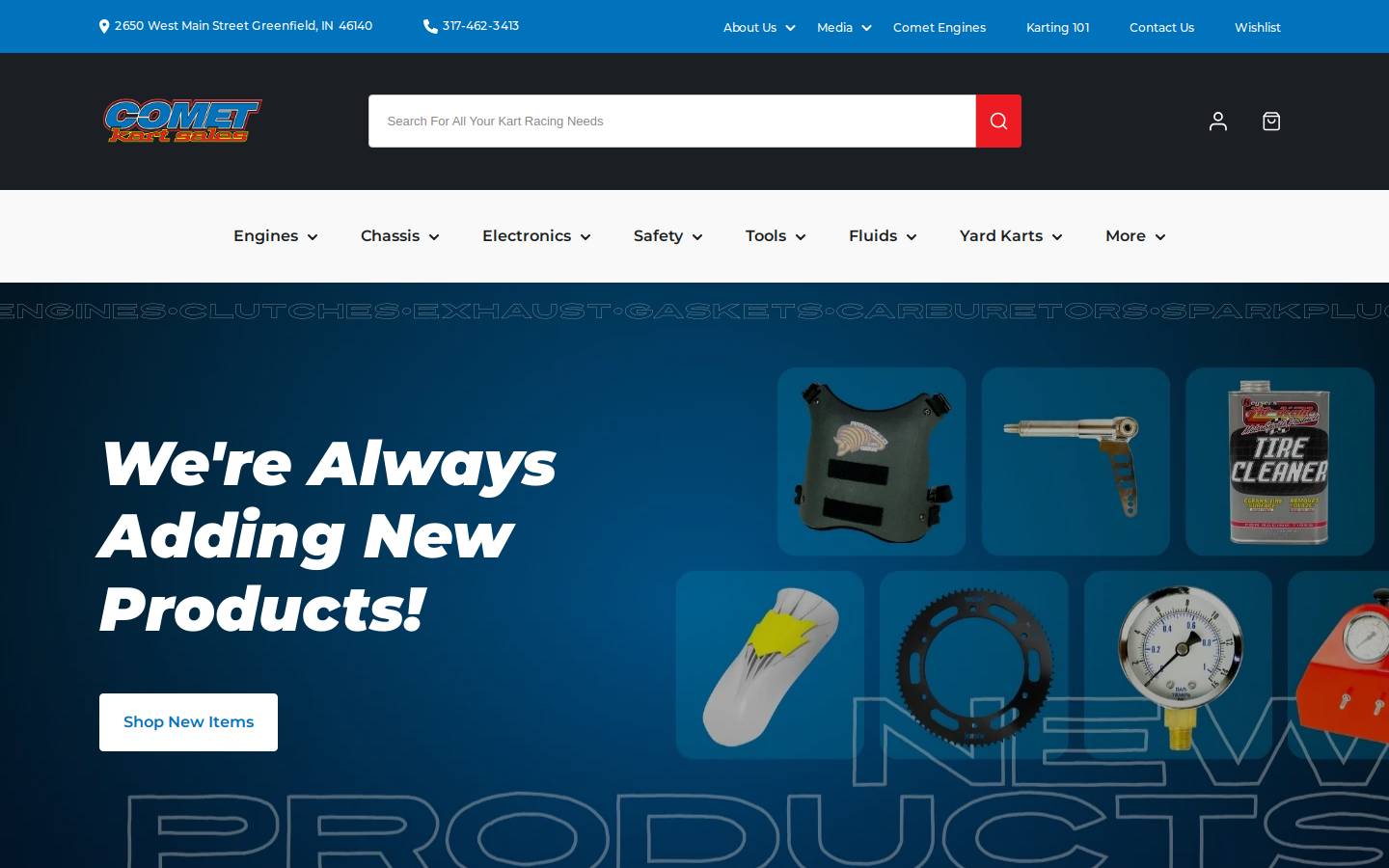 Comet Kart Sales homepage screenshot