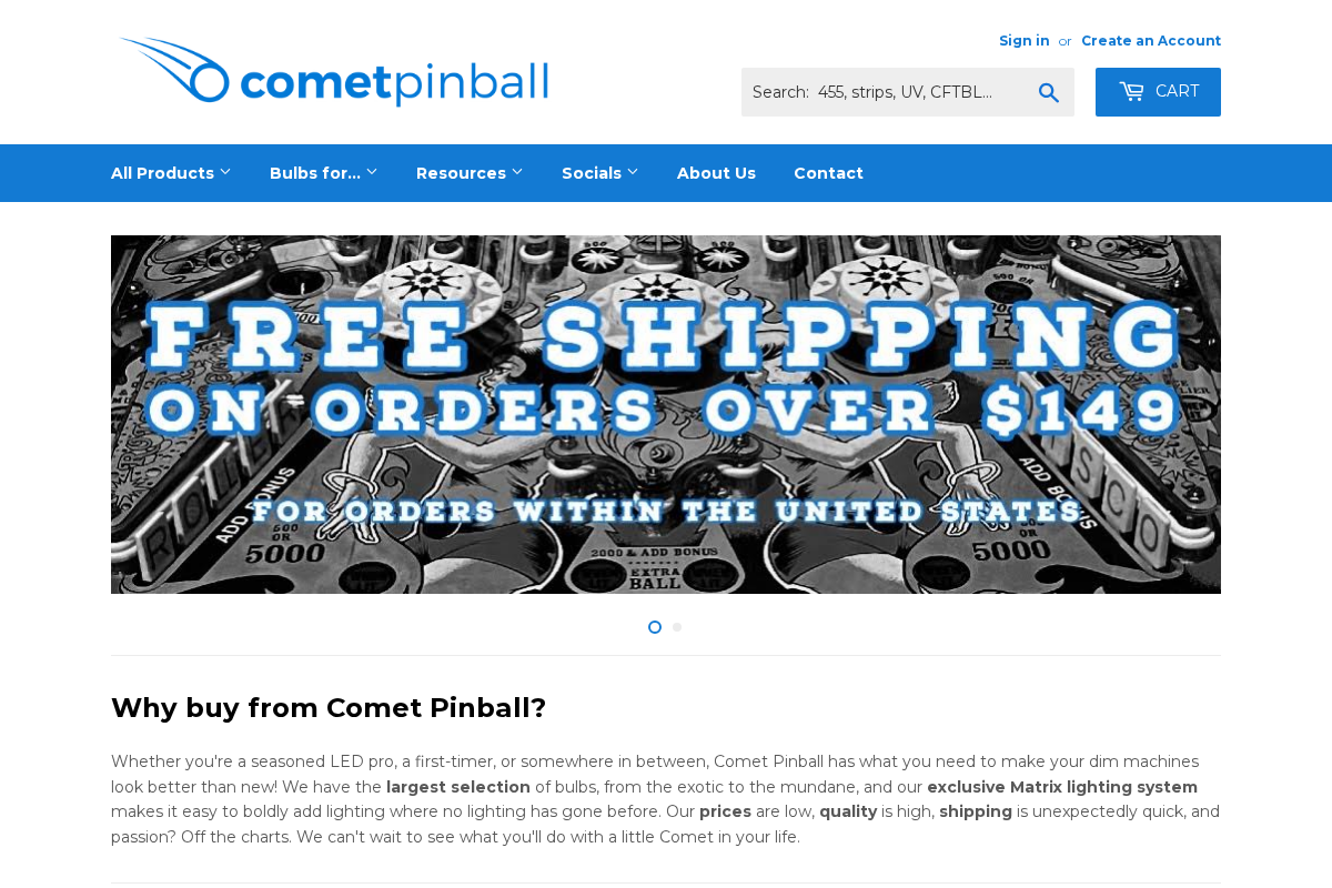 Comet Pinball, Inc. homepage screenshot
