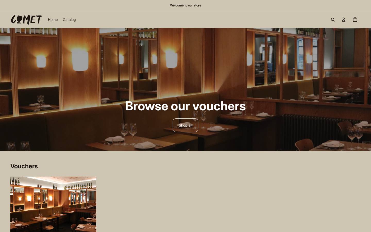 cometrestaurantvouchers.com homepage screenshot