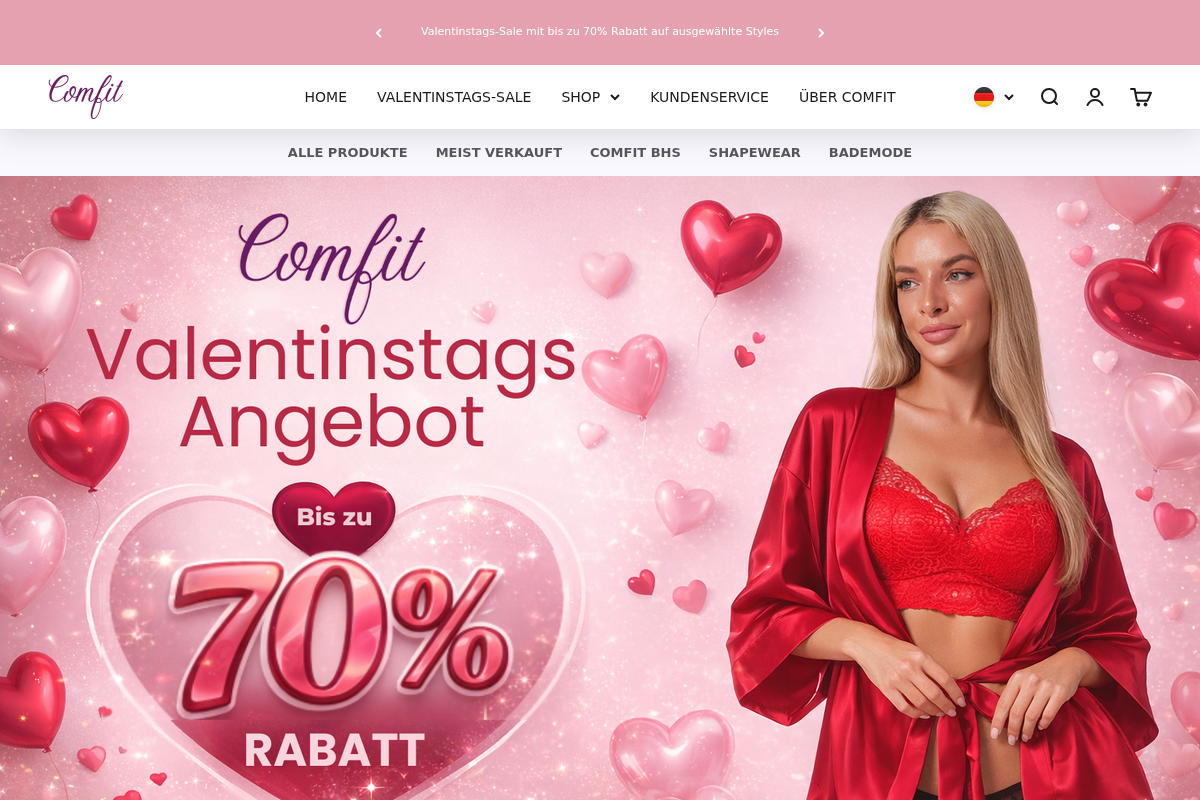 Comfit Underwear homepage screenshot