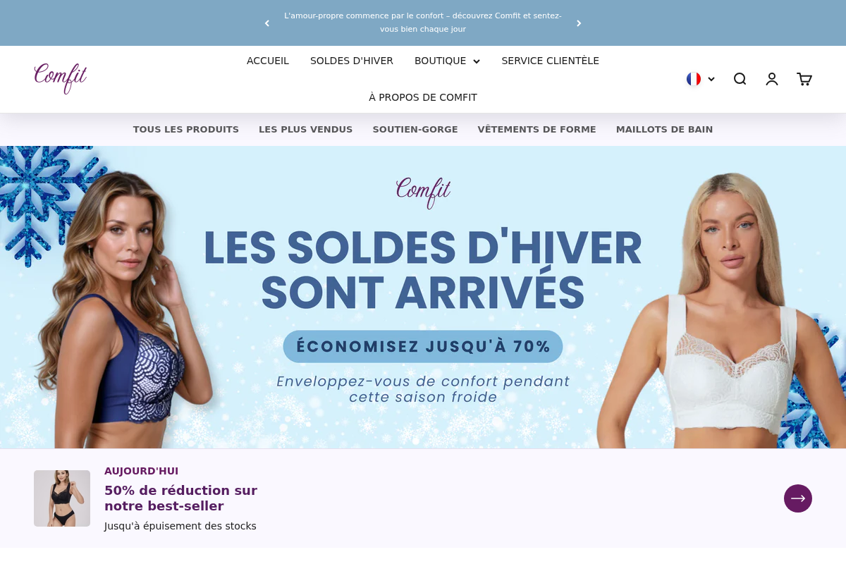 Comfitunderwear homepage screenshot