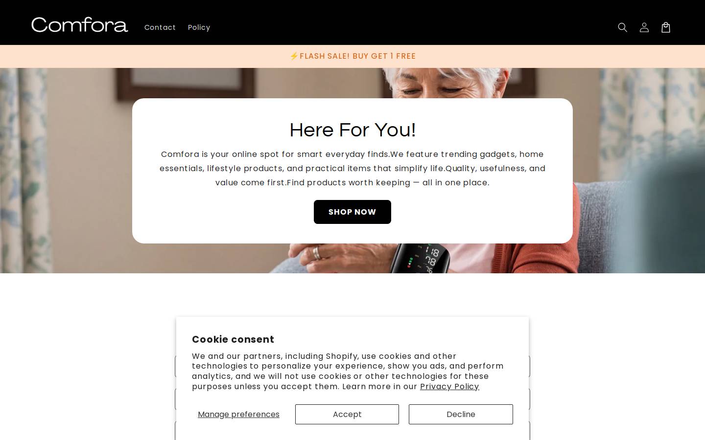 comfora.store homepage screenshot