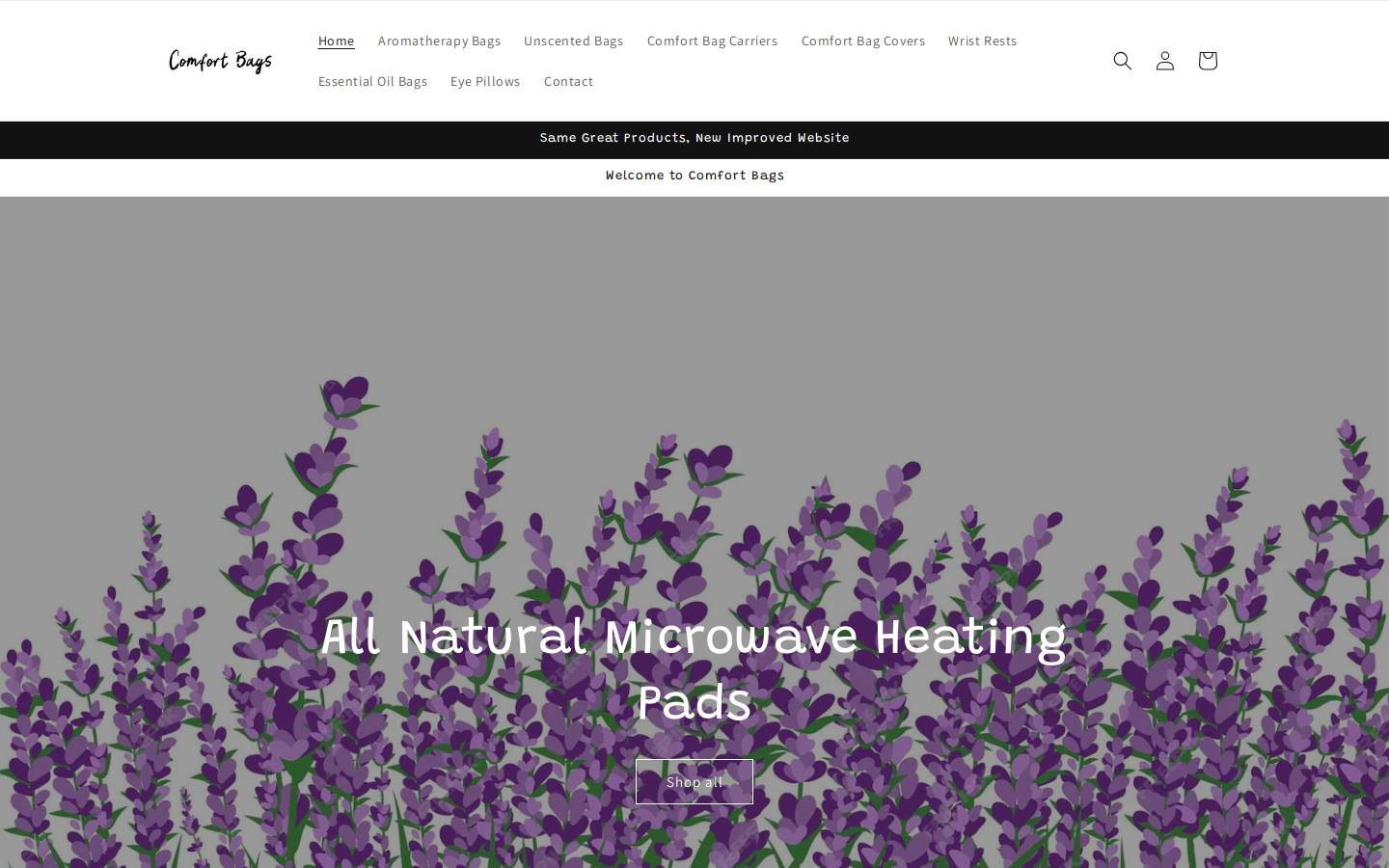 comfortbags.net homepage screenshot