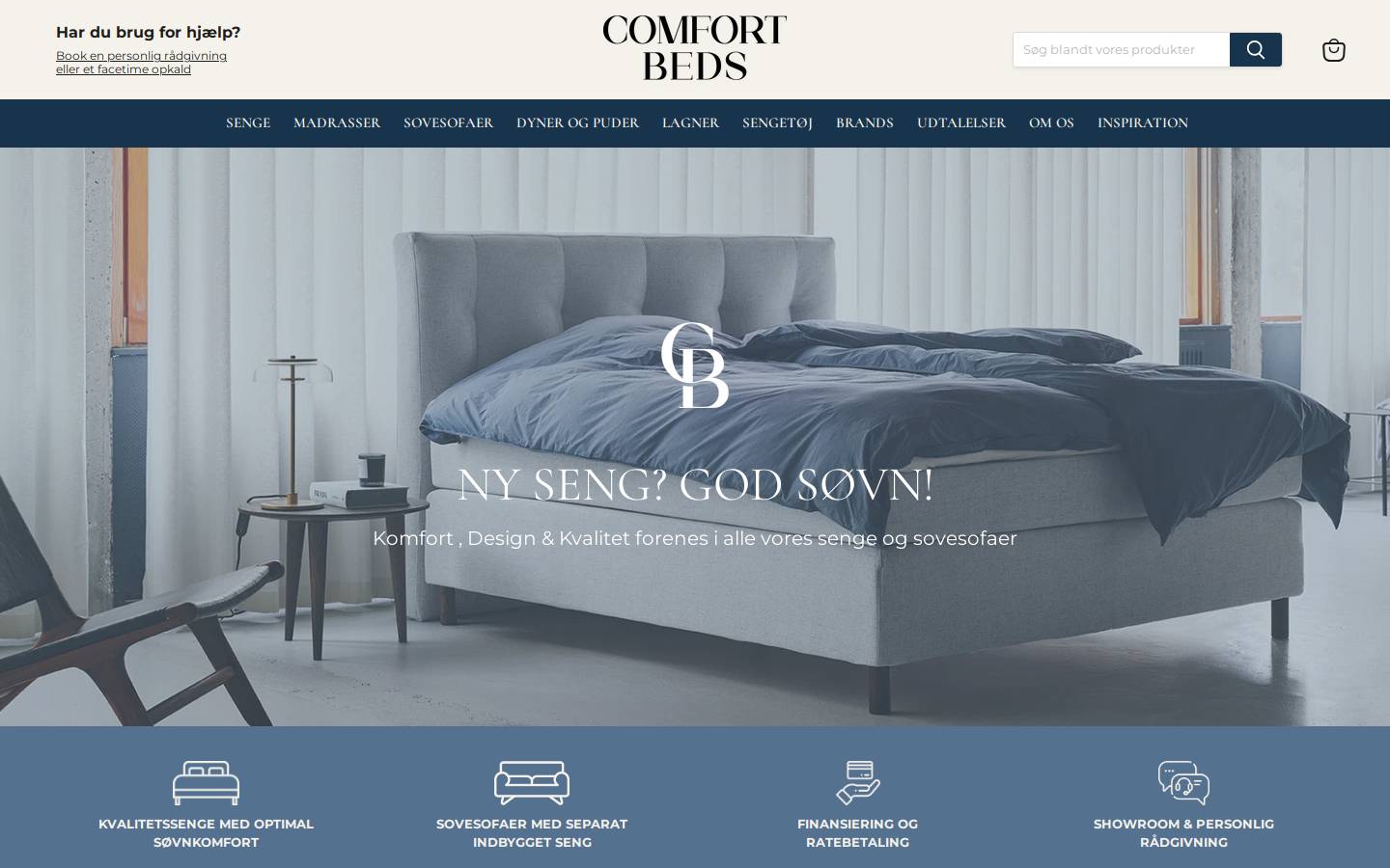 Comfortbeds homepage screenshot