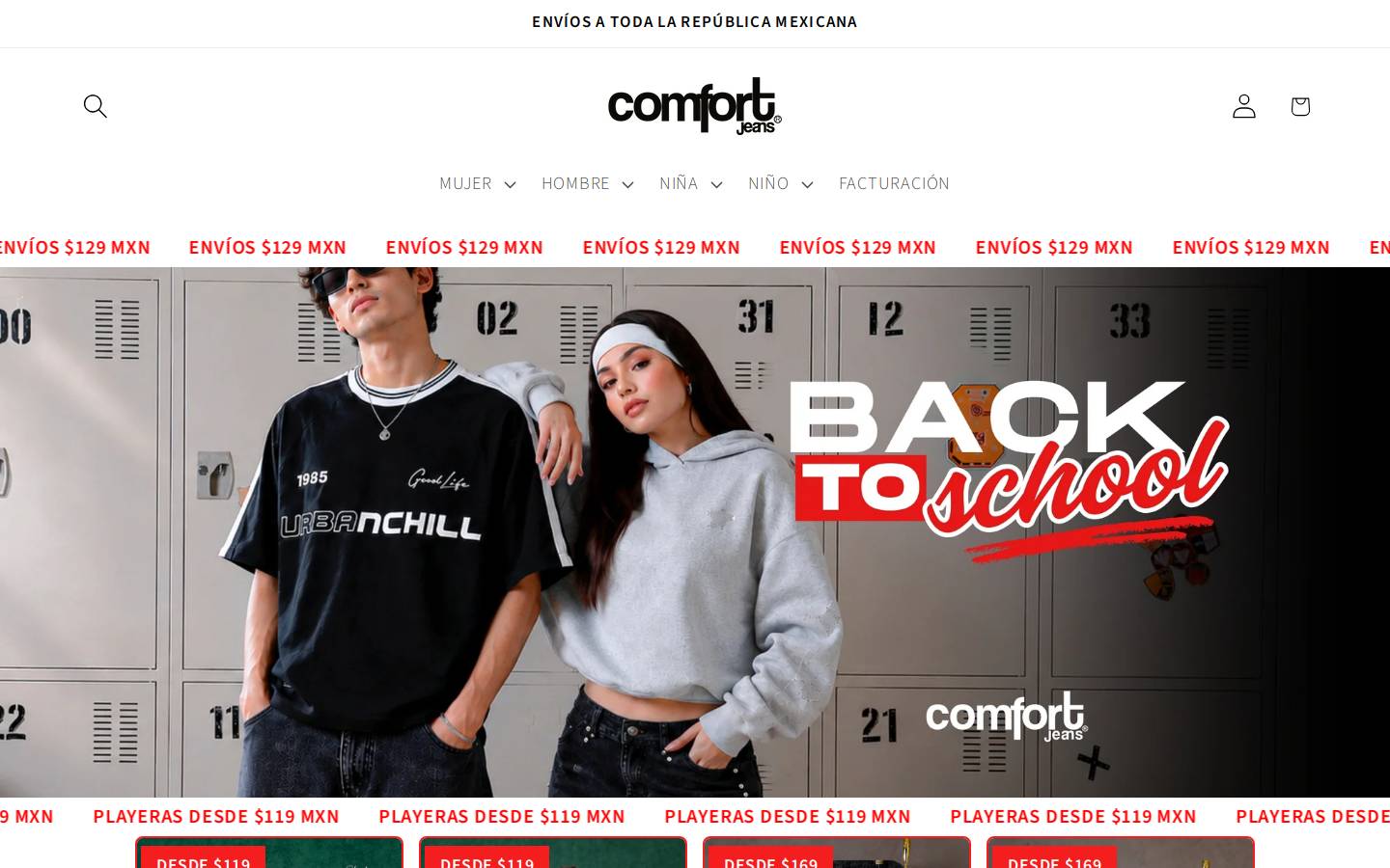 comfortjeans.com.mx homepage screenshot