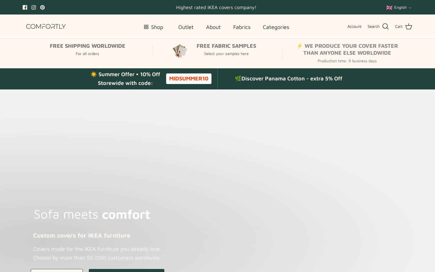 Comfortly homepage screenshot