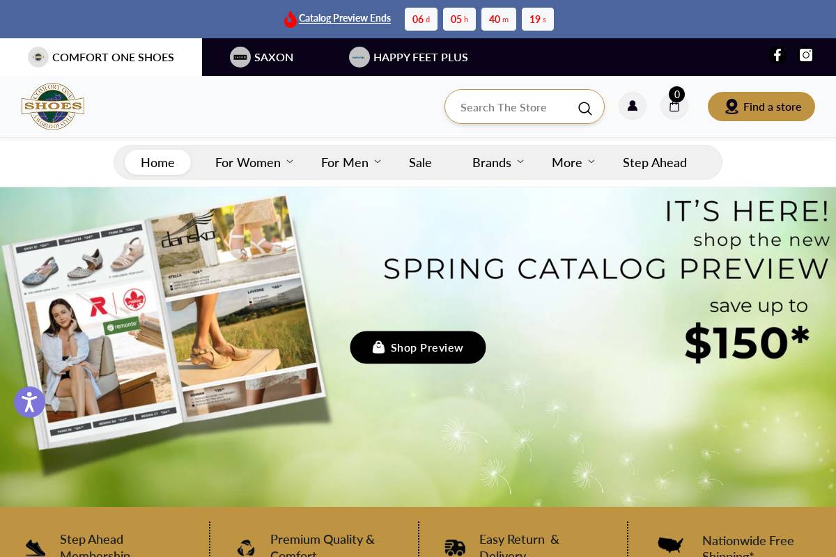 Comfort Zone Shoes homepage screenshot