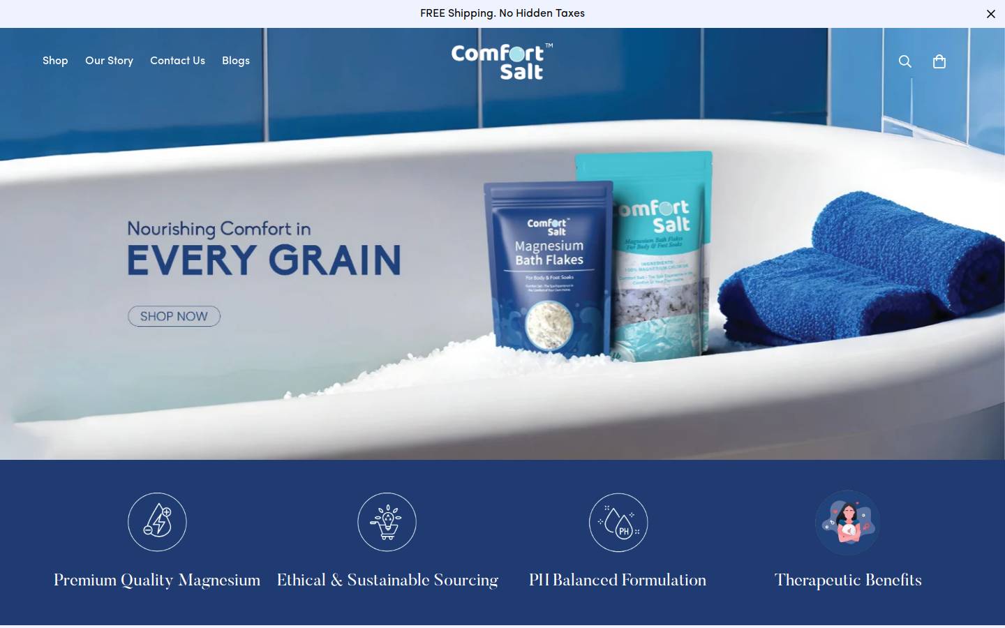 comfortsalt.com homepage screenshot