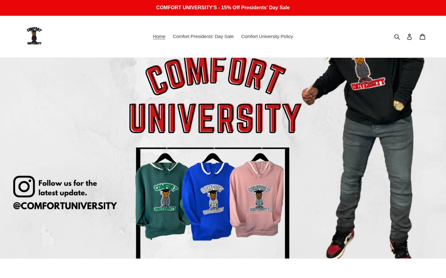 comfortuniveristy.com homepage screenshot