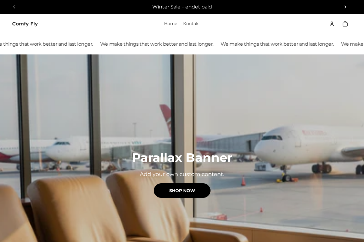 Comfy Fly homepage screenshot