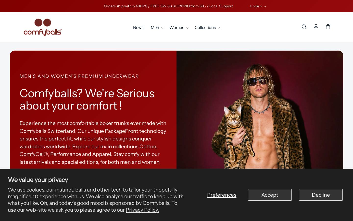 Comfyballs homepage screenshot