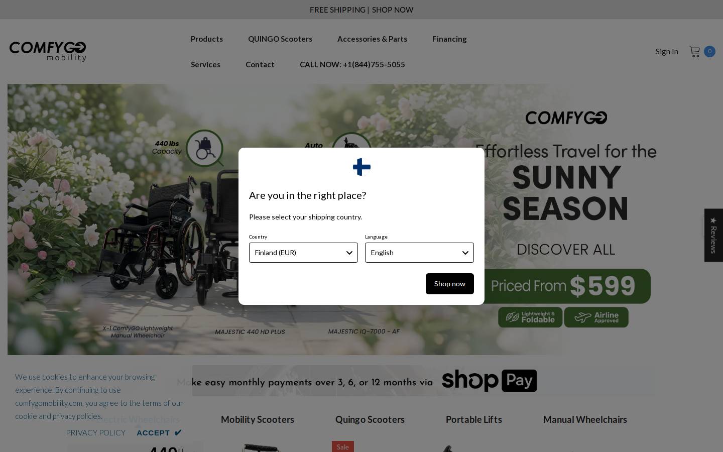 comfygomobility.com homepage screenshot