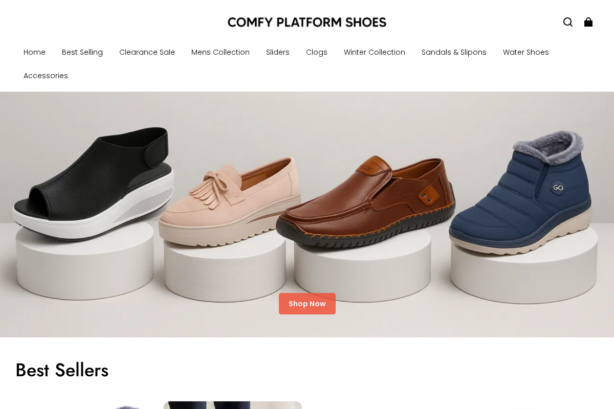 Comfyplatformshoes homepage screenshot