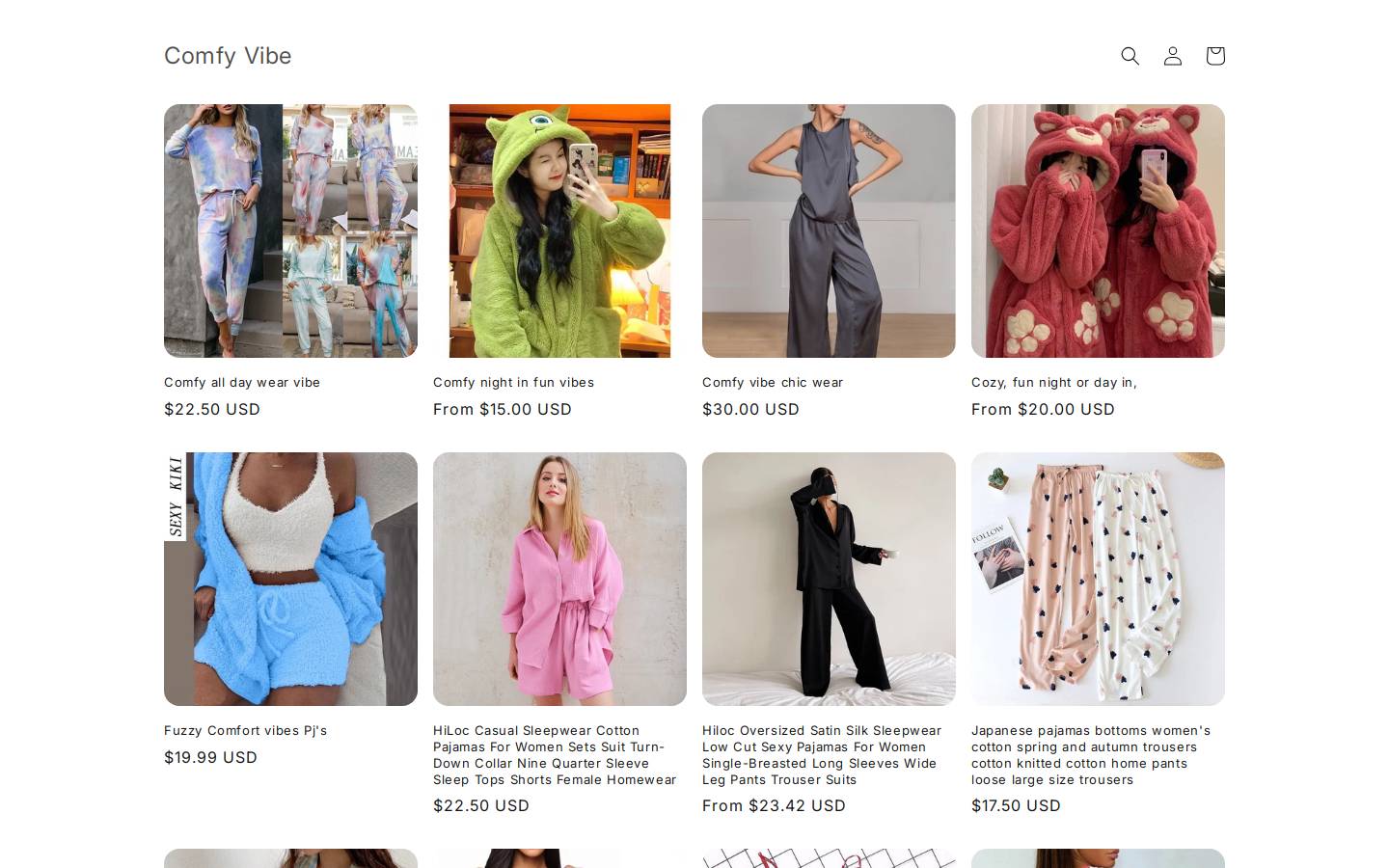 comfyvibeonlinestore.com homepage screenshot