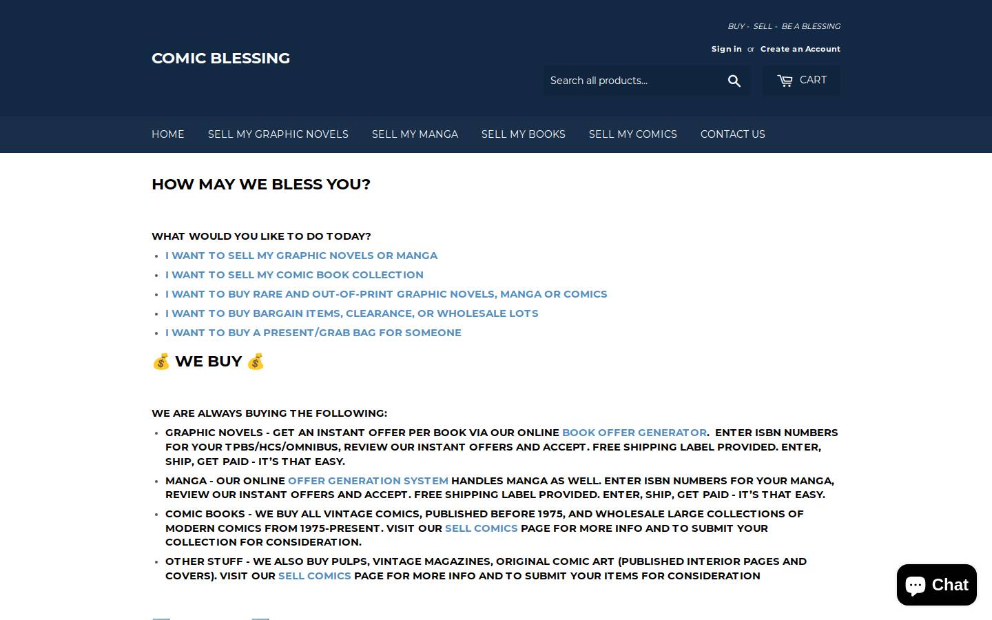 comicblessing.com homepage screenshot