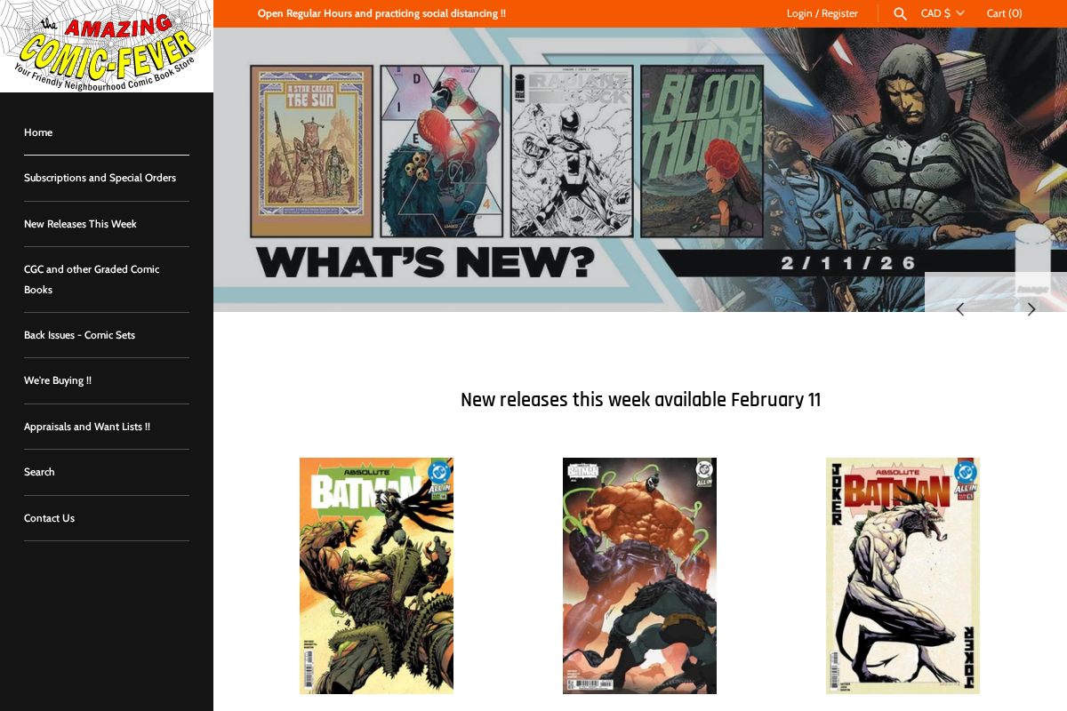 Comic Fever homepage screenshot