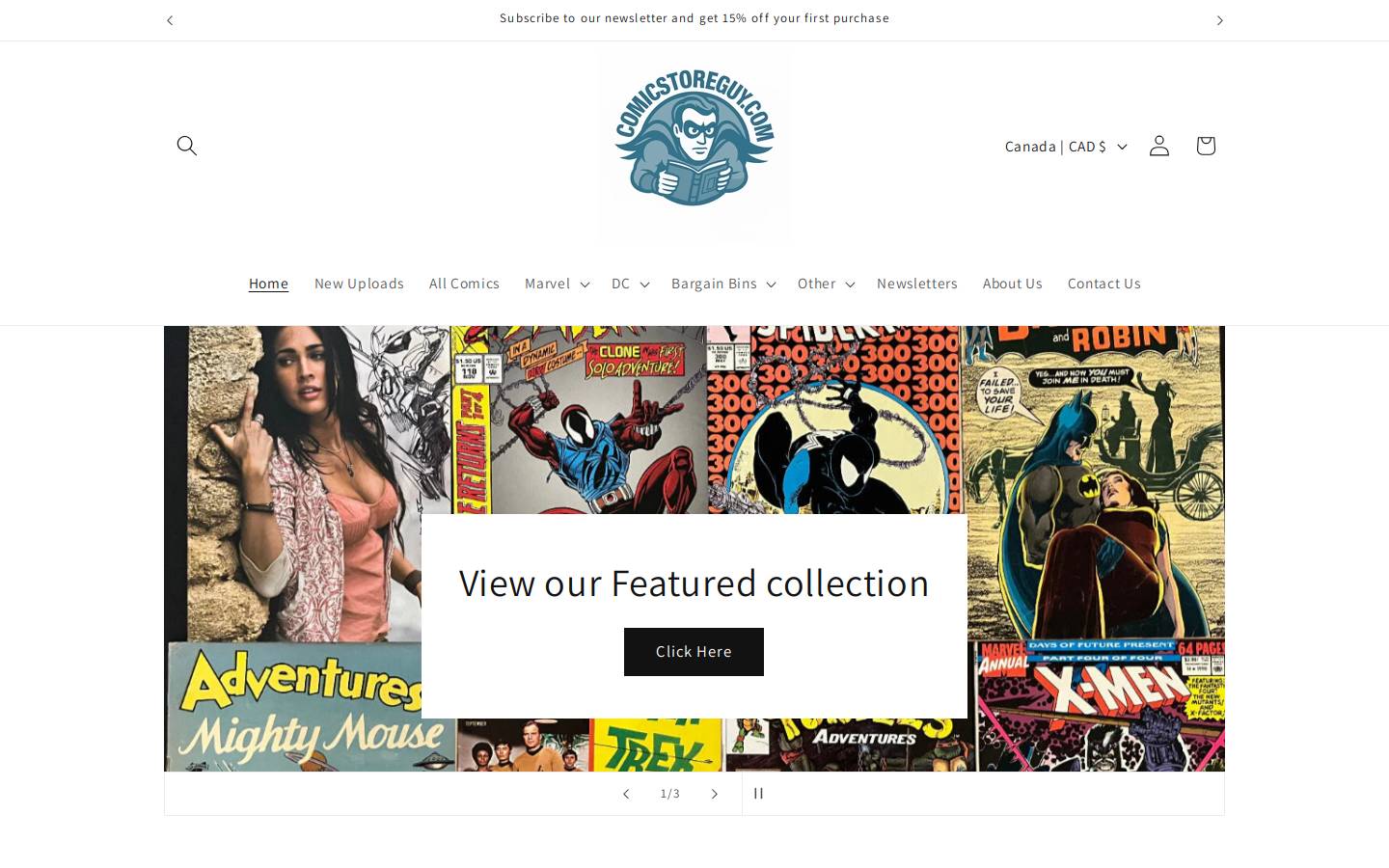 comicstore.ca homepage screenshot