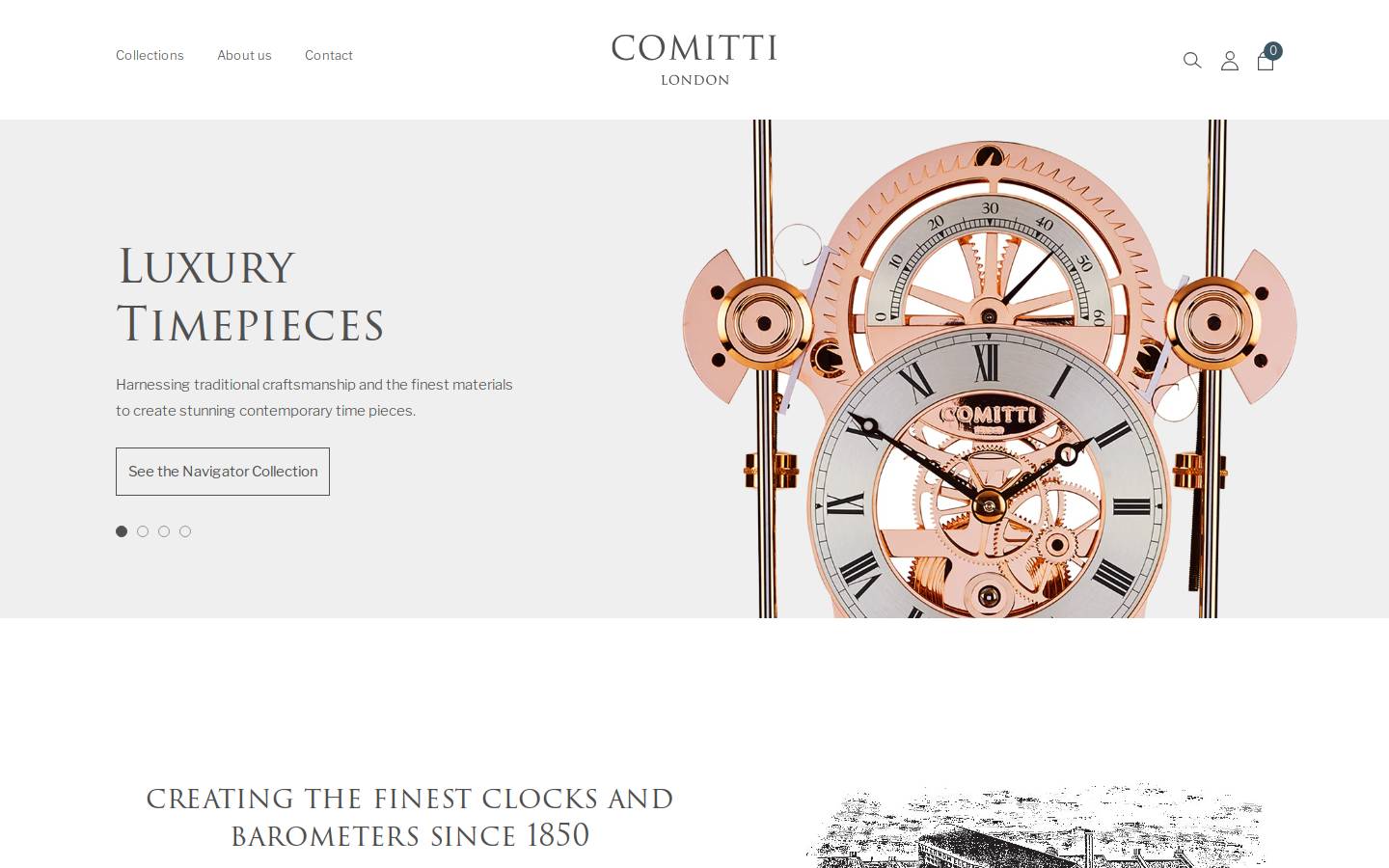 Comitti of London homepage screenshot
