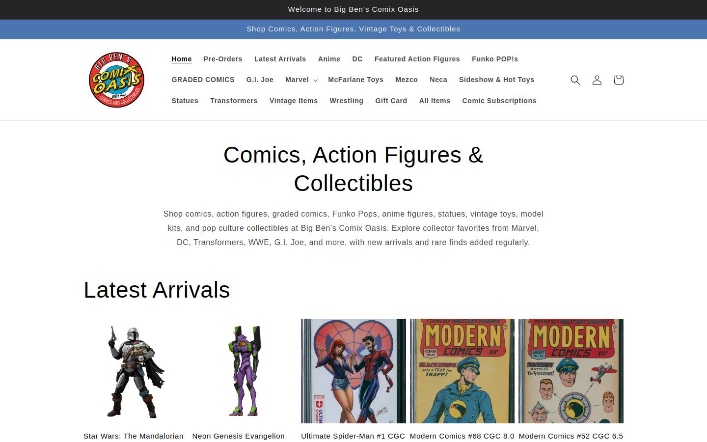 comixoasis.com homepage screenshot