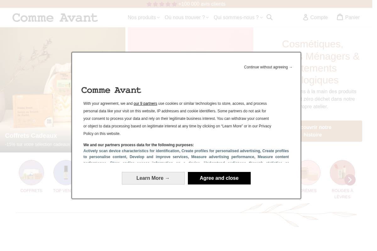 Comme Avant homepage screenshot