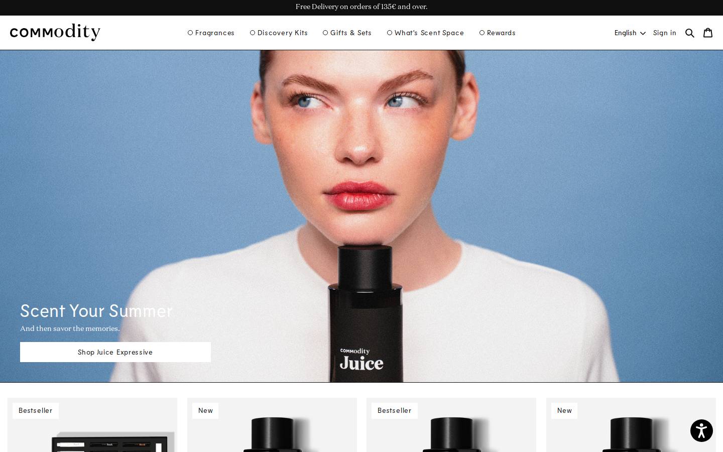 commodityfragrances.com homepage screenshot