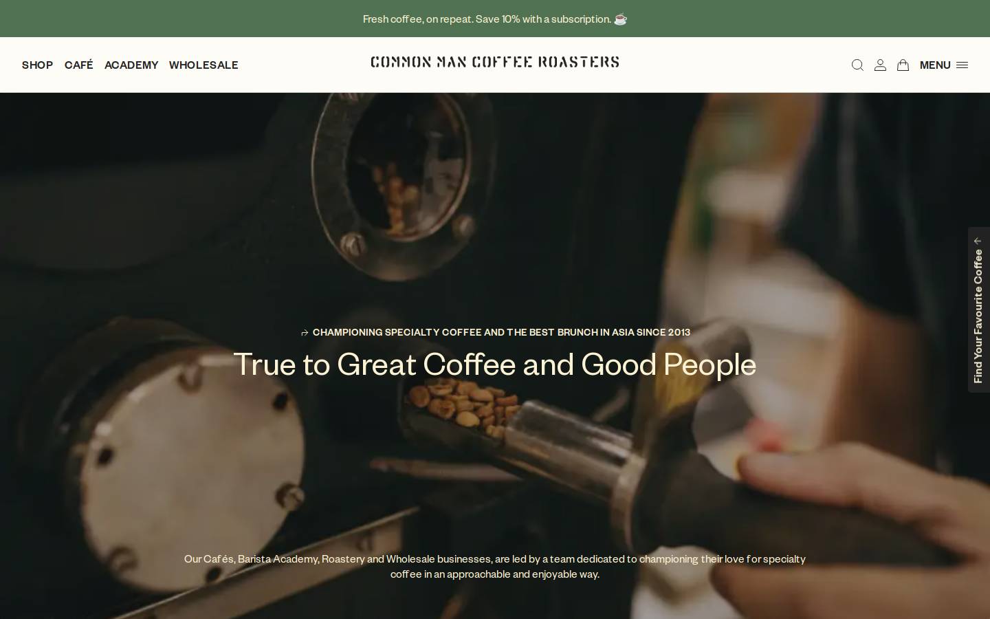 commonmancoffeeroasters.com homepage screenshot