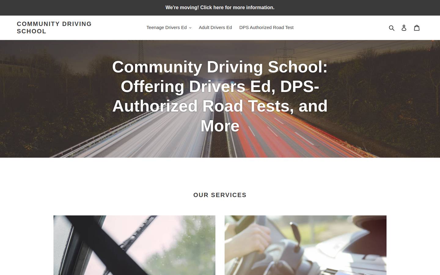 communitydrivingtexas.com homepage screenshot