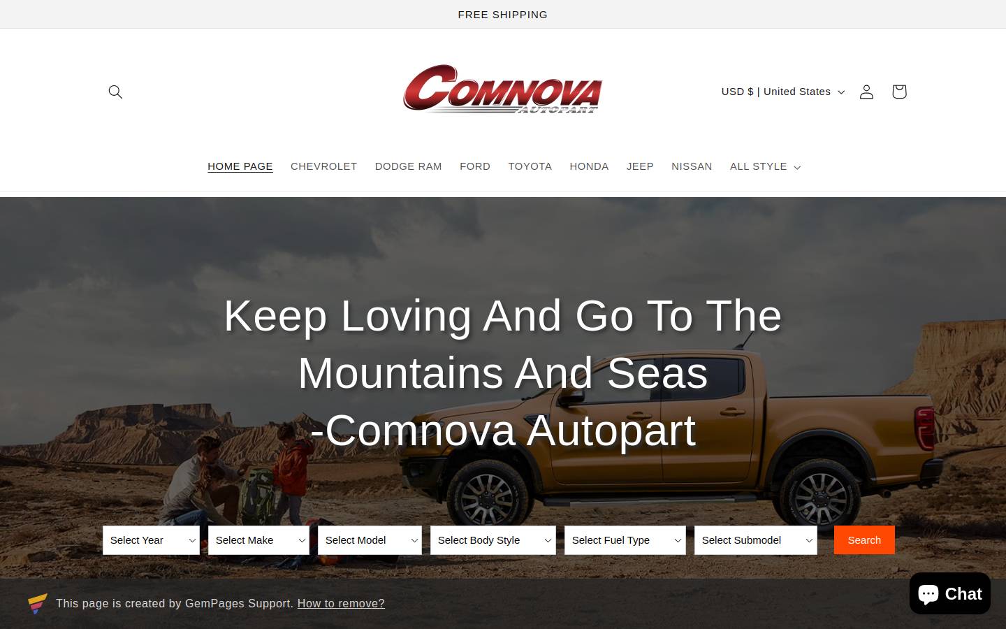 comnovaautopart.com homepage screenshot
