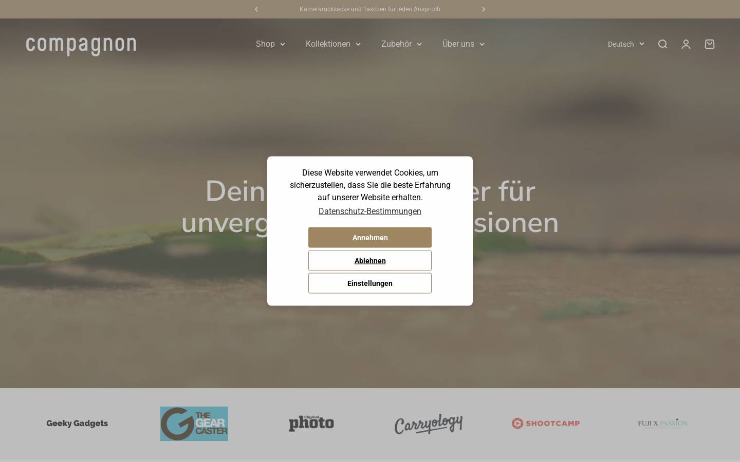 compagnon-bags.com homepage screenshot