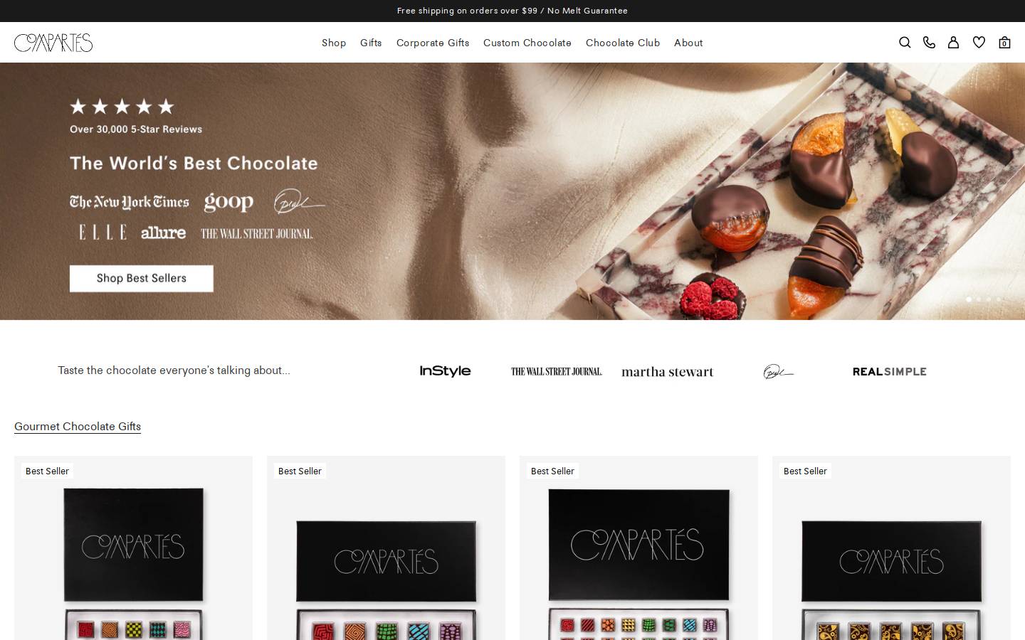Compartes Chocolate homepage screenshot