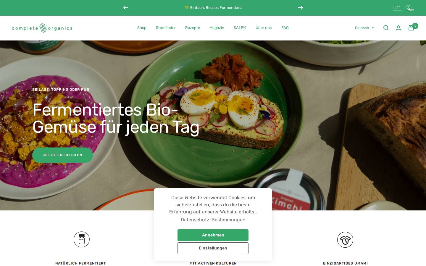 completeorganics.de homepage screenshot
