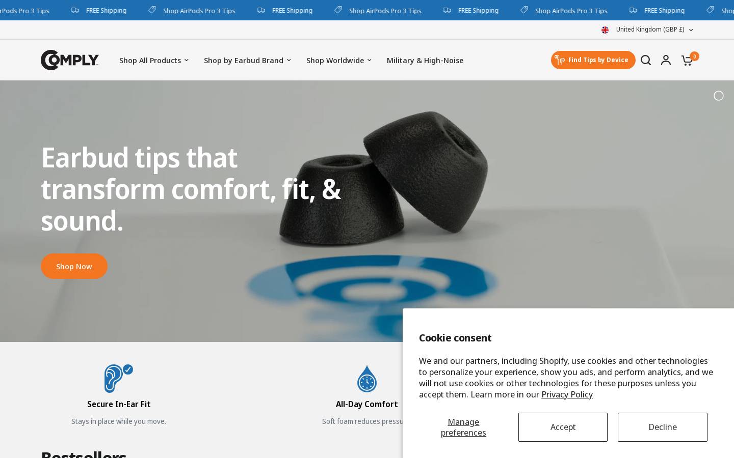 Complyfoam homepage screenshot