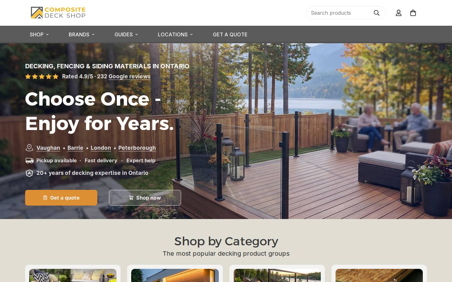 compositedeckshop.com homepage screenshot