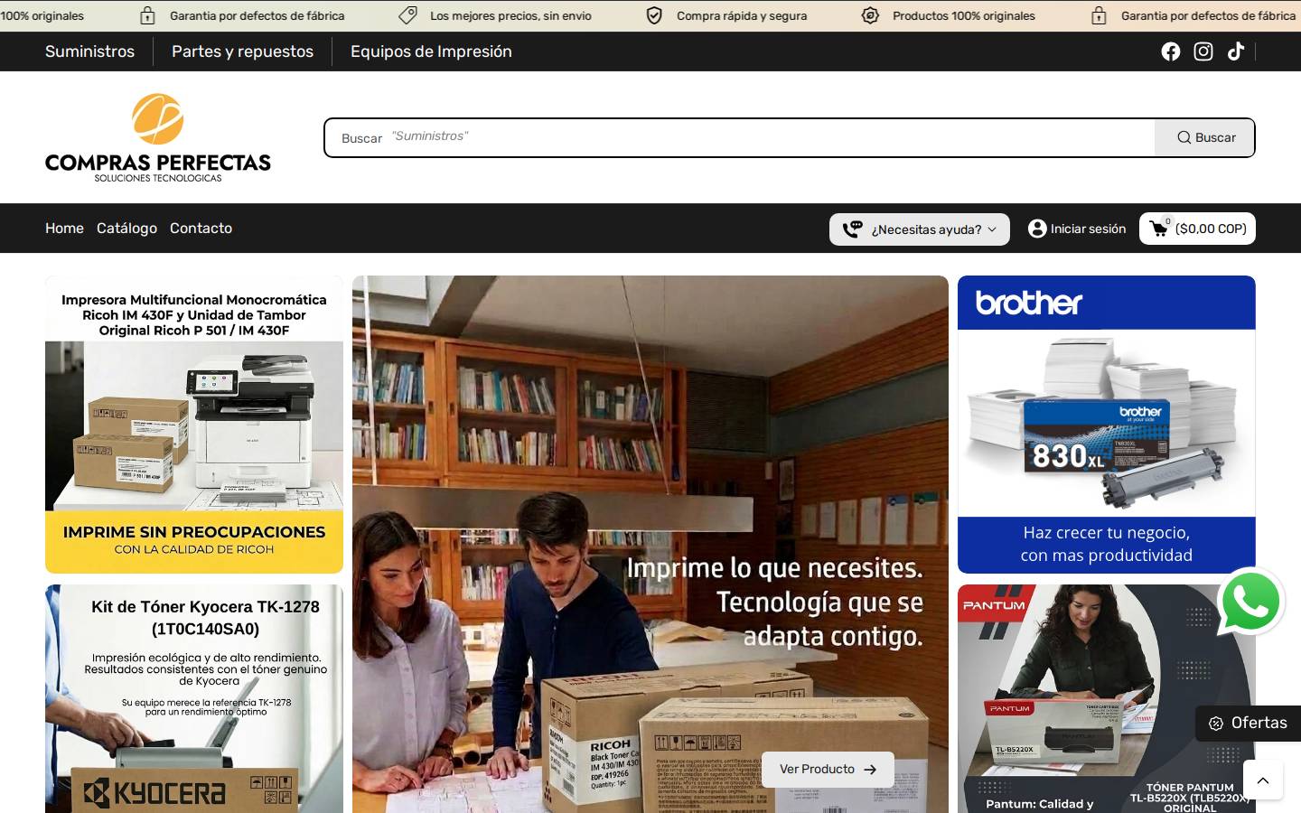 comprasperfectas.com.co homepage screenshot
