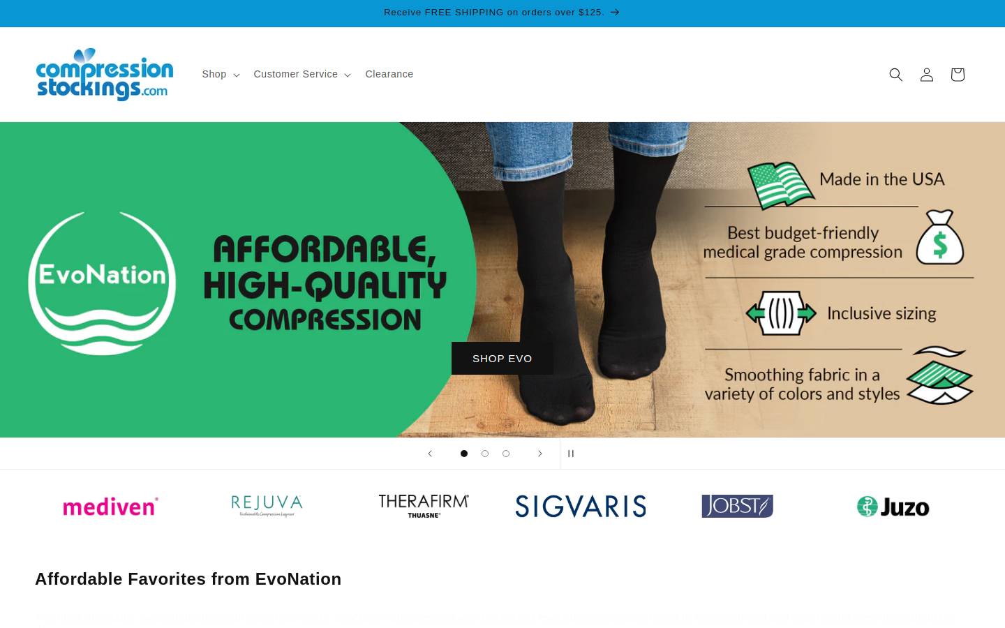 CompressionStockings.com homepage screenshot